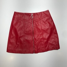 Forever 21 Mini Red Skirt Size S Faux Leather Biker Moto Style Zip-Up Night Out