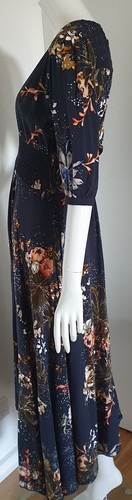 Jaase Indiana Maxi Dress Sz M 3/4 Sleeve Shirred Waist Lace Back - Picture 6 of 16