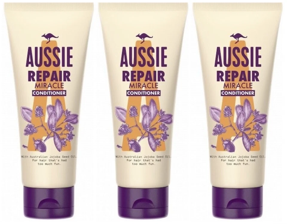 3 PACK AUSSIE REPAIR MIRACLE HAIR CONDITIONER WITH JOJOBA OIL 200ml