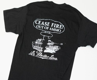 True Vintage 80s Single Stitch Platoon Cease Fire T Shirt Sz Large Saloon Beer