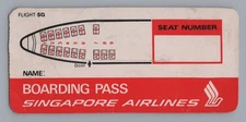Singapore Airlines First Class Boeing 747 Seat Map Boarding Pass Vintage