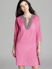 Echo Women s Hot Pink Cotton Salwar Kameez Kurta Tunic Beaded V-Neck L RN26128