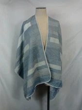 Apt 9 Womens One Size Blue Gray Colorblock Open Front Wrap Poncho Shawl Cape