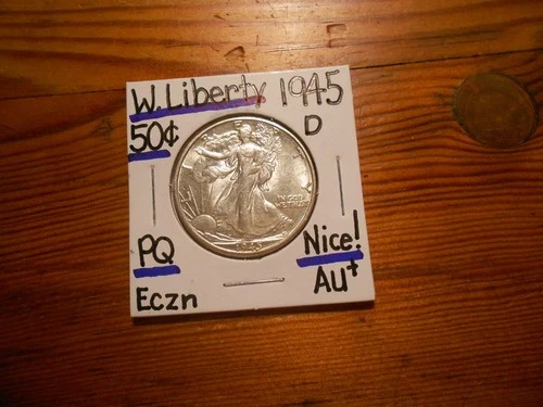 1945D Walking Liberty Silver Half Dollar AU+ SPLENDID!!!! PQ!!!! WOW!!!