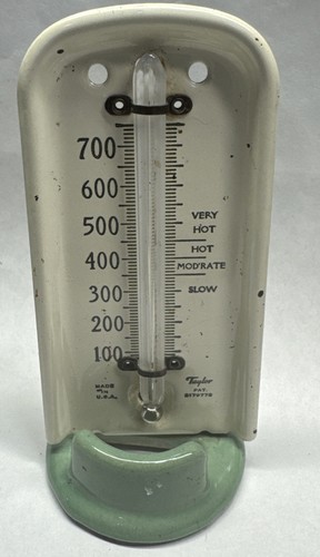 Vintage Taylor Oven Thermometer Beige & Mint 1930's Rochester NY