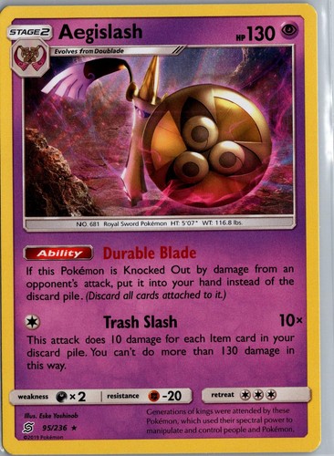 Aegislash 95/236 Holo Rare Unified Minds Pokemon Near Mint