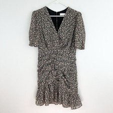 ASTR The Label Floral Shirred Bottom Mini Dress Faux Wrap Ruched Wedding Guest M