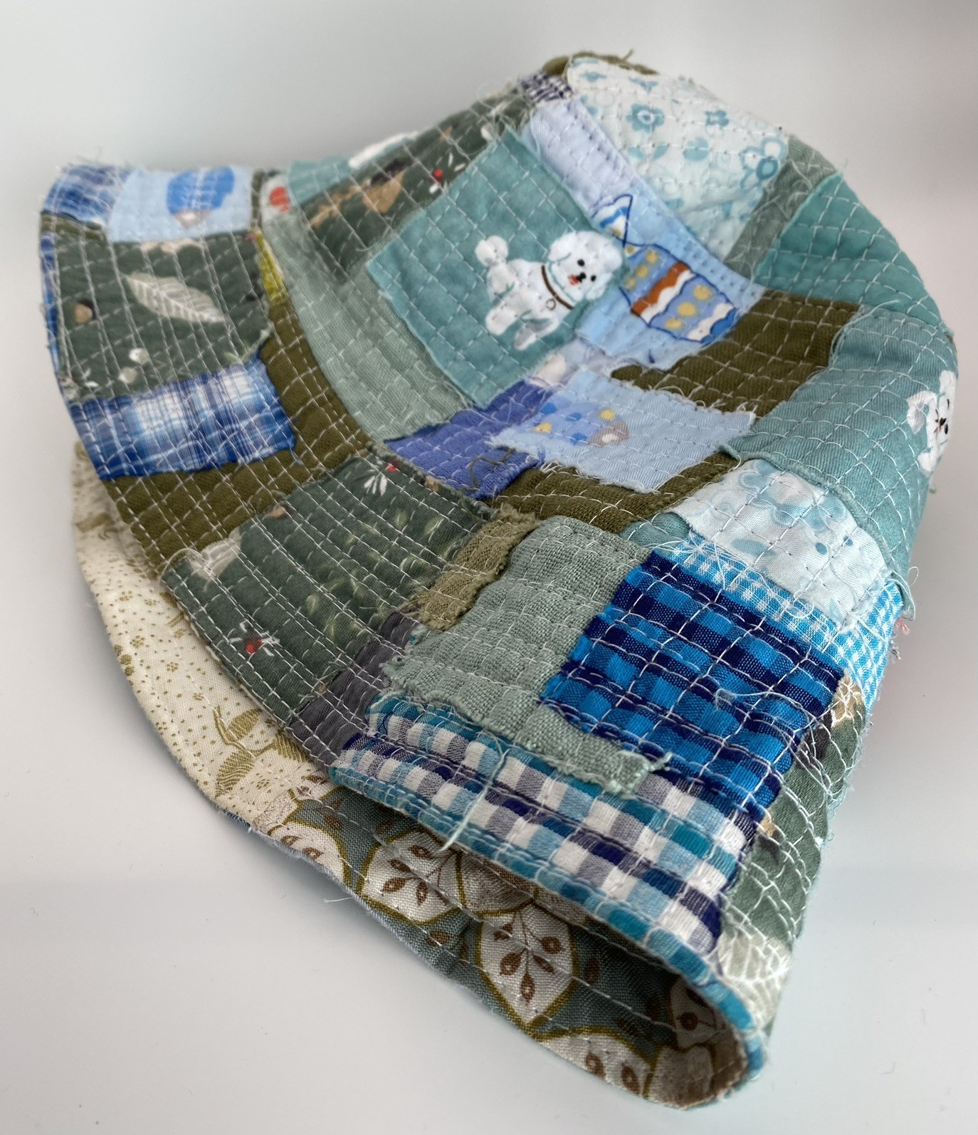 Fun Reversible Patchwork Cotton Fabric Bucket Hat… - image 2