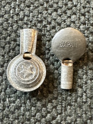 Two Antique Tin Whistles-Tiny-One Marked Japan