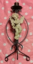 Vintage Angel Decorative Metal Resin Freestanding Taper Candle Holder