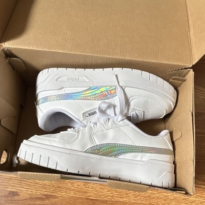 PUMA White Iridescent Low Top Lace Up Comfort Sneakers for Juniors 