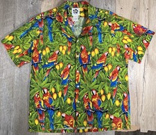 VTG HILO HATTIE Macaw/Parrot Hawaiian Shirt Men XL Made In Hawaii USA Button Up