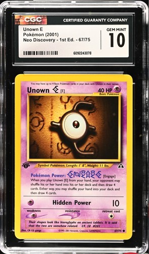 Unown [E] (1st Edition) graded CGC 10 for sale on eBay