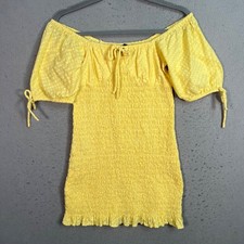 Asos Design Yellow Off-Shoulder Mini Dress Size 6 Cotton