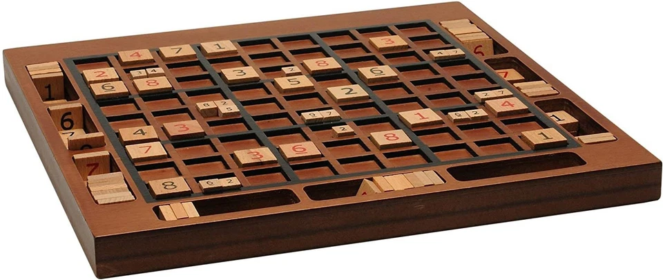 WE Games Wooden Sudoku Board with Storage Slots in Walnut Stain - 11.5 in. - Image 3 of 4