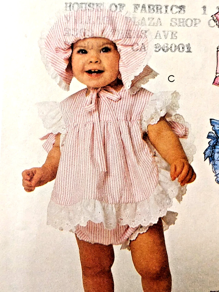 McCalls 5390 Infant Baby Toddler Sundress Panties Hats Bonnets Pattern Sz S M L - Image 2 of 4