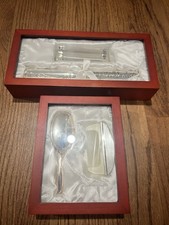 Brand New Silver Plate Baby Keepsake Set, Birth Certificate Holder, Brush  Comb