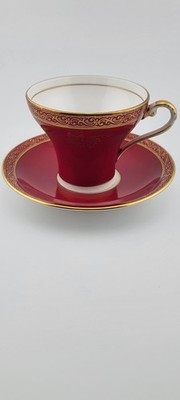 Aynsley corset teacup red gold guided Grape Leaves And Grapes