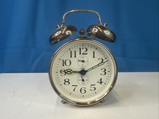 Retro Wecker mechanisch Glocken Uhr Silber Vintage Alarm Clock ungetestet
