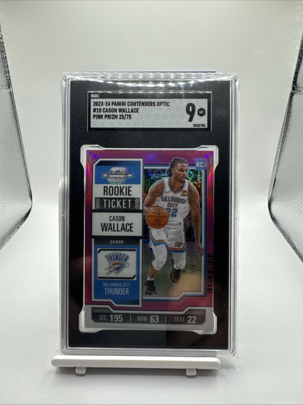 Cason Wallace 2023-24 Contenders Optic Rookie Ticket Pink Thunder RC /75 #10