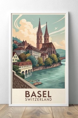 Fesselndes Basler Schweiz Reise Poster - Bezauberndes Schweizer Stadtbild Kunstdruck