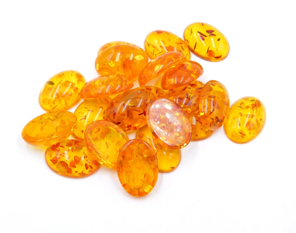 17x23.5 MM Lab Created Baltic Amber Oval Cab Lot Loose Gemstone P-3586 - Image 2 of 4