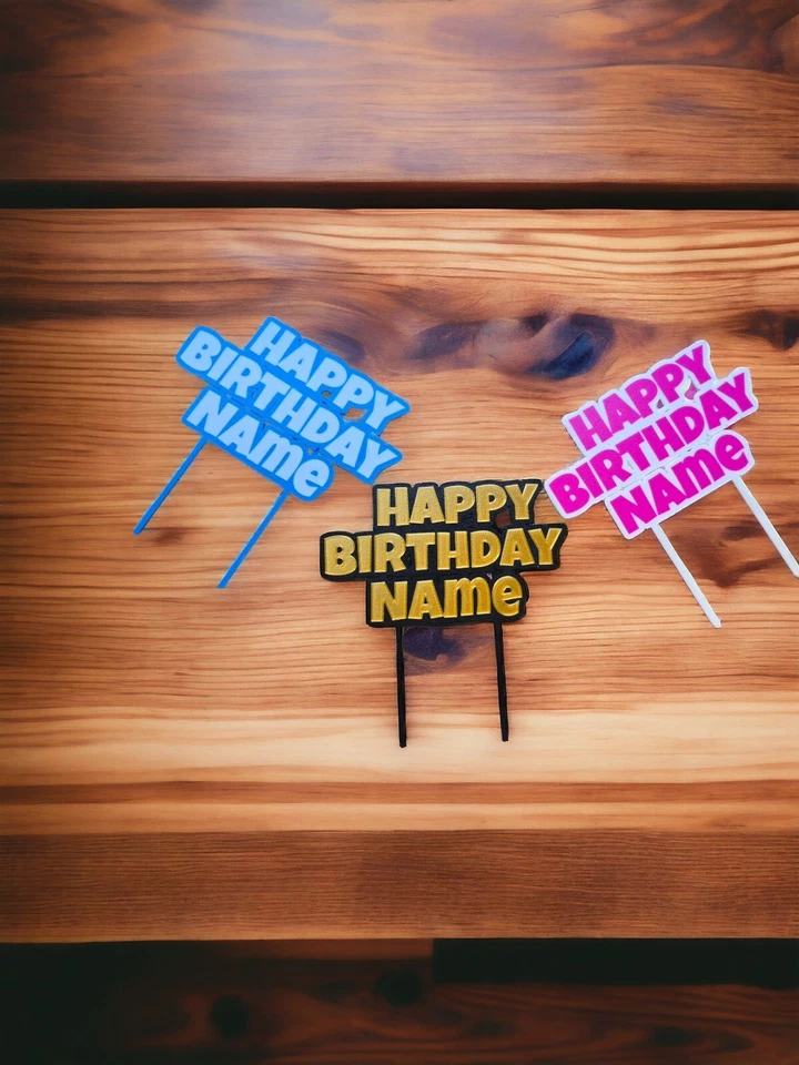 Topper de Pastel de Cumpleaños Personalizado - Nombre Personalizado - Decoración de Fiesta 3D Foto 4 de 4