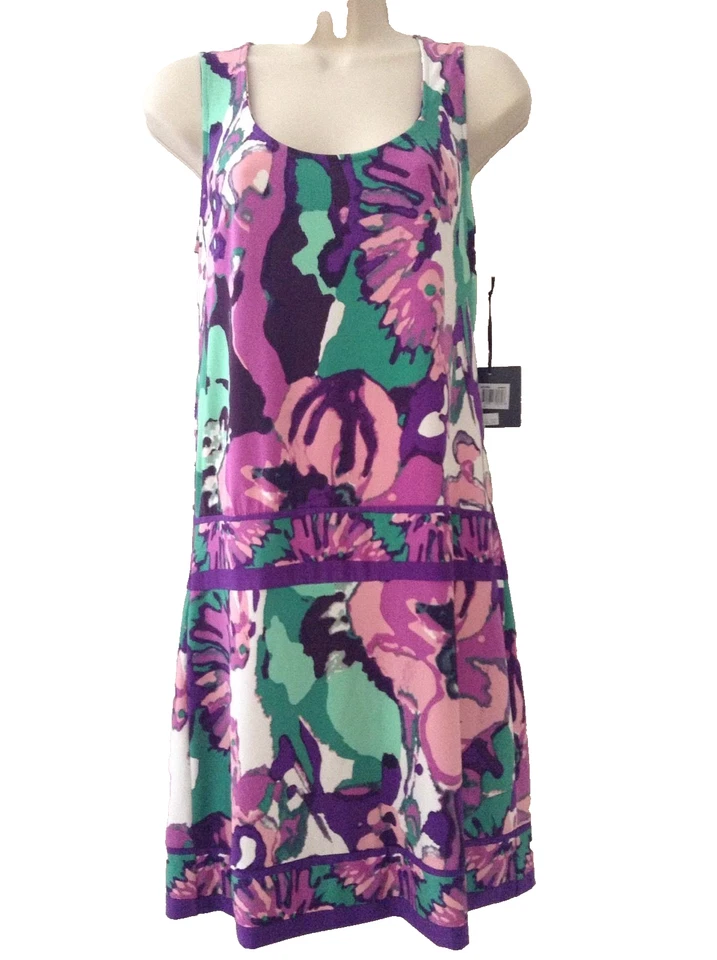 CHEQUER ~ Vestido Versátil Jersey Floral Cuello Redondo 4 NUEVO $158 Foto 2 de 3