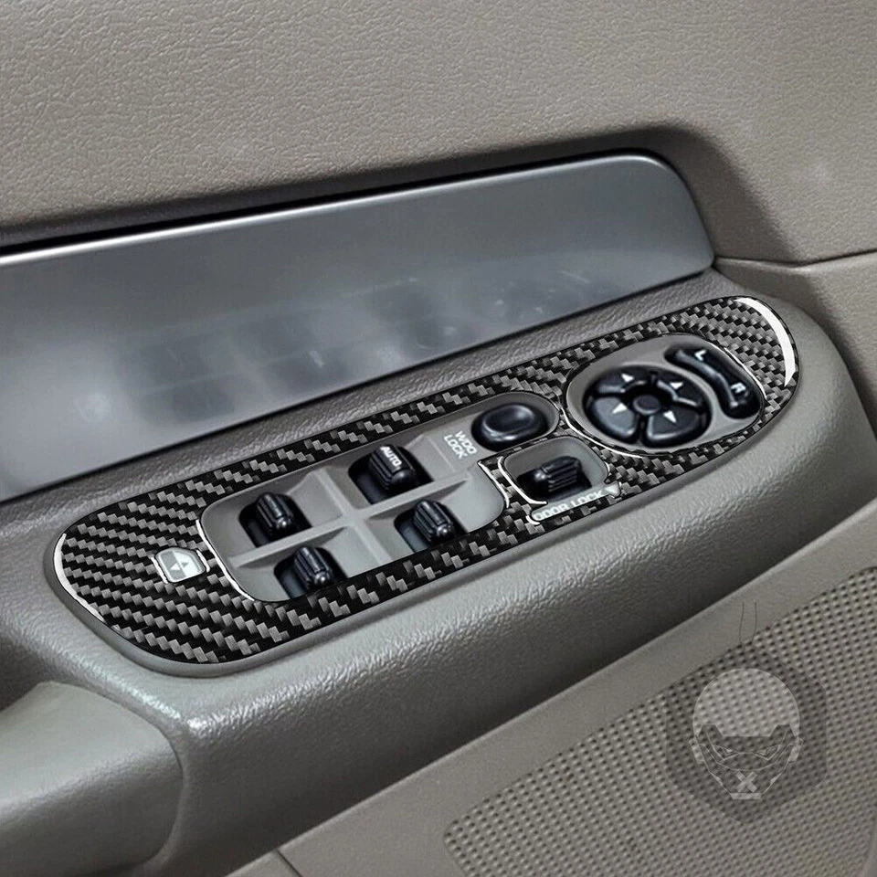 Cubierta del panel del interruptor de elevación de ventana para Dodge Ram 1500 2500 3500 vinilo fibra de carbono Foto 4 de 4