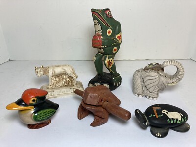 Animal Lot 6 Pc 1969 B. Atkinson Turtle Elephant Frog Kookaburra Roman She-Wolf
