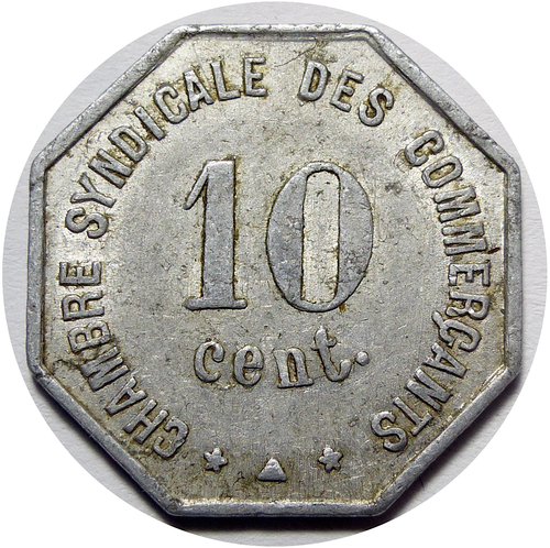 Monnaie de Nécessité 10 Cent Chambre Syndicale des Commerçants de Perpignan 1921 - Picture 2 of 2