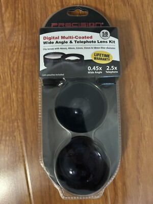 New! Precision Design Digital Multi Coated Wide Angle & Telephoto Lens Kit 58mm