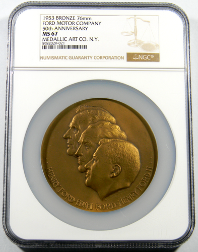 Ford Motor Company 1953 medalla 50 aniversario NGC como nuevo 67 top pop - Imagen 3 de 4