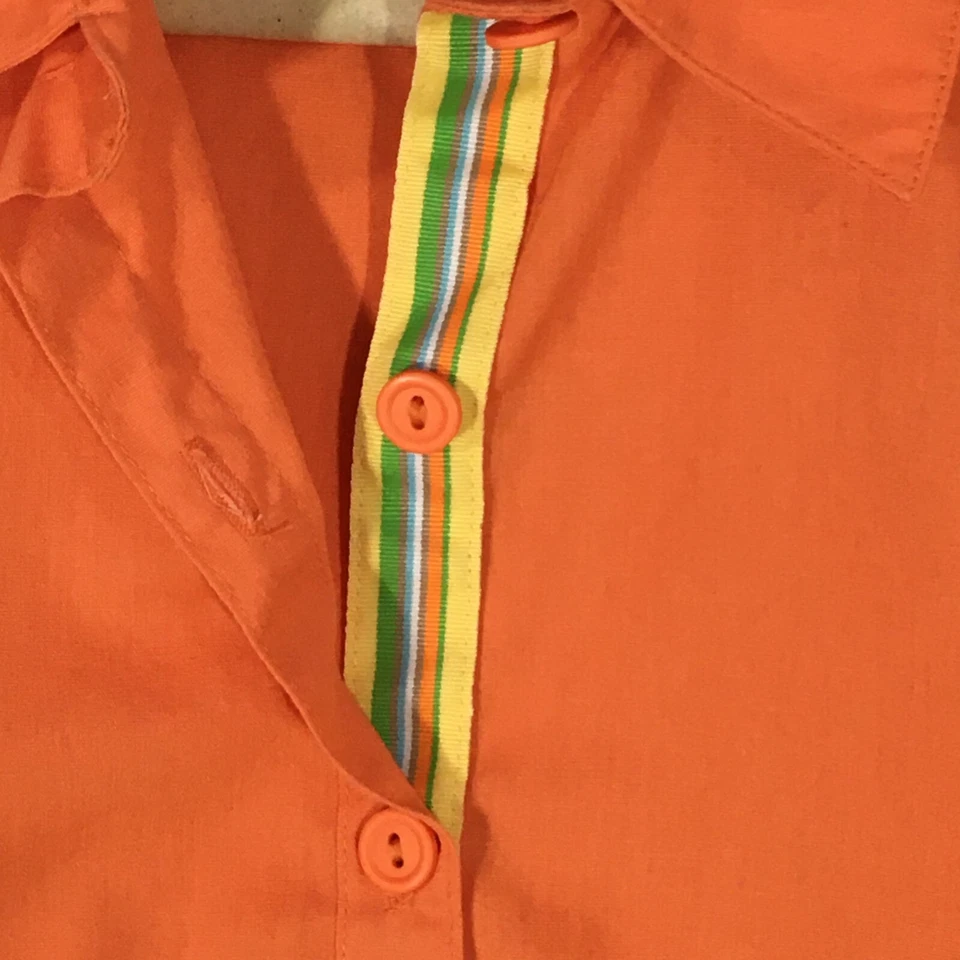 Camisa, Blusa Médica Peaches Uniforms Naranja Manga Corta Botón Frontal, Bolsillos XS Foto 2 de 4