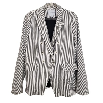 Carolina Belle Montreal Stripe Button Blazer Womens Size Large