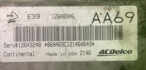 12 Buick Verano ECM ECU E39 12648906 AA69 Warranty (Crack See Pics) - Picture 4 of 4