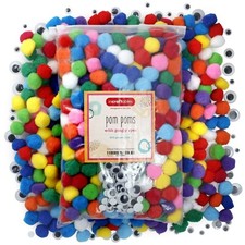 Incraftables Pom Poms for Crafts w/ Googly Eyes 300pcs (1 inch Color Pompoms)