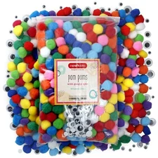 Incraftables Pom Poms for Crafts w/ Googly Eyes 300pcs (1 inch Color Pompoms)