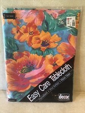 Decor Home Fashions 52X52 in. Square Botanical Brite Easy Care Tablecloth- NEW