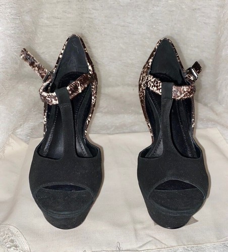 Rachel Zoe ~ getrockneter Plateauschuh aus Wadenbraun, weiß, schwarz hochhackig ~ Größe 5,5 - Bild 4 von 5