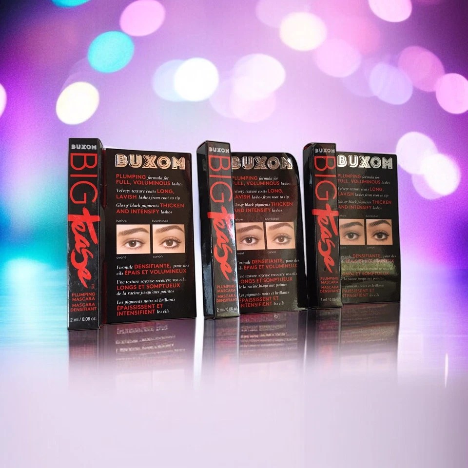 Paquete de 3) MASCARA BUXOM BIG TEASE Plumping Mini tamaño de viaje - 0,06 oz/2 ml (cada uno) Foto 3 de 4