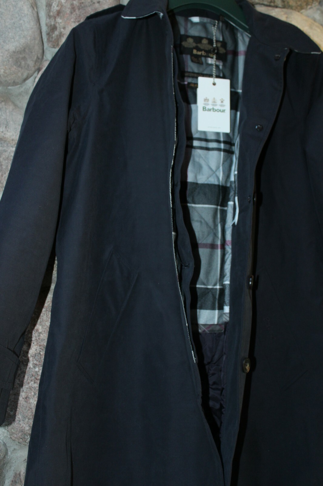 Barbour Peggy Waterproof Raincoat Navy/ Juniper Tartan