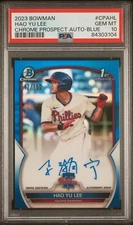 2023 Bowman Chrome 1st Prospect Auto True Blue #CPAHL Hao Yu Lee RC /150 PSA 10