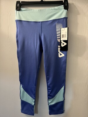 Fila Girls Athletic Leggings Size M(10-12)  Blue Ankle Logo Colorful NWT