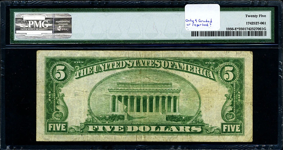 FR. 1956 E* $5 1934 Federal Reserve Note Non-Mule Richmond E-* Block DGS VF25 St - Image 3 of 3
