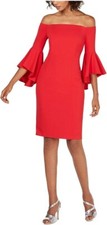 Calvin Klein Womens Off-The-Shoulder Mini Sheath Dress SZ 4