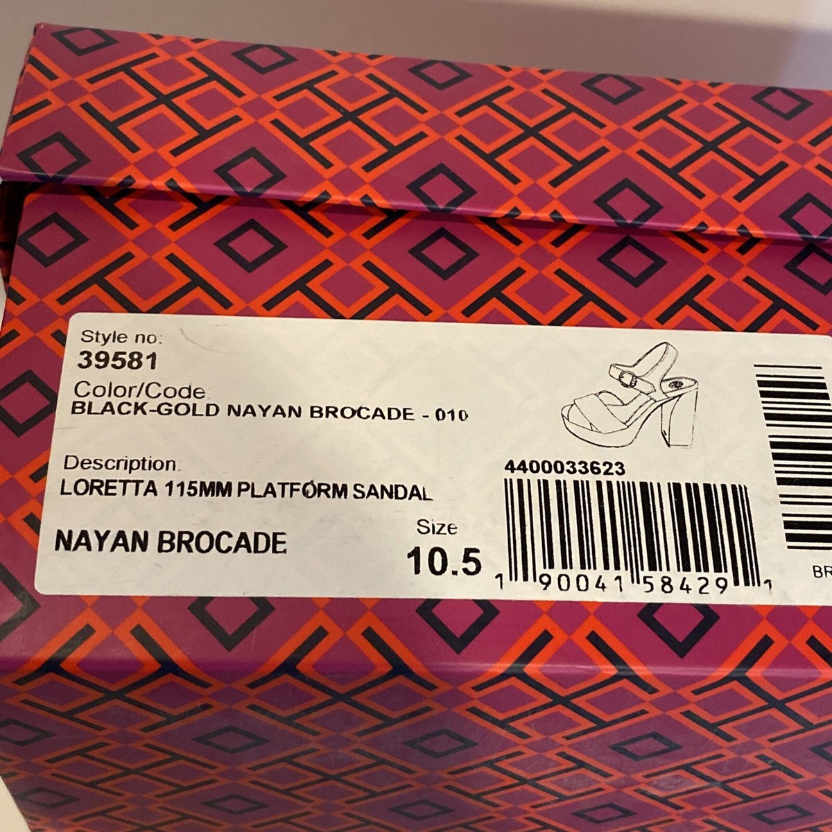 Tory Burch Black And Gold Embroidered Brocade Platform