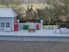 1:76 OO gauge hand painted Telephone box & Post Box, Bench & Telecoms Cabinet