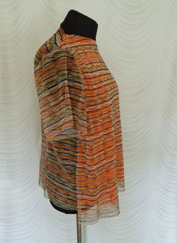 🔻 Ted Baker Damla Plissee Netz Bluse gestreift orange Gr. 3 - Bild 3 von 8