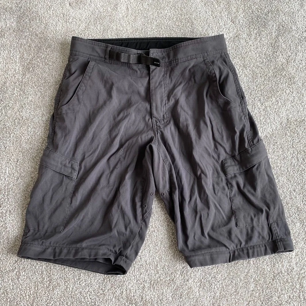 Prana Shorts Mens 32 Black Gray Hiking Outdoor Activewear Cargo Inseam 11"